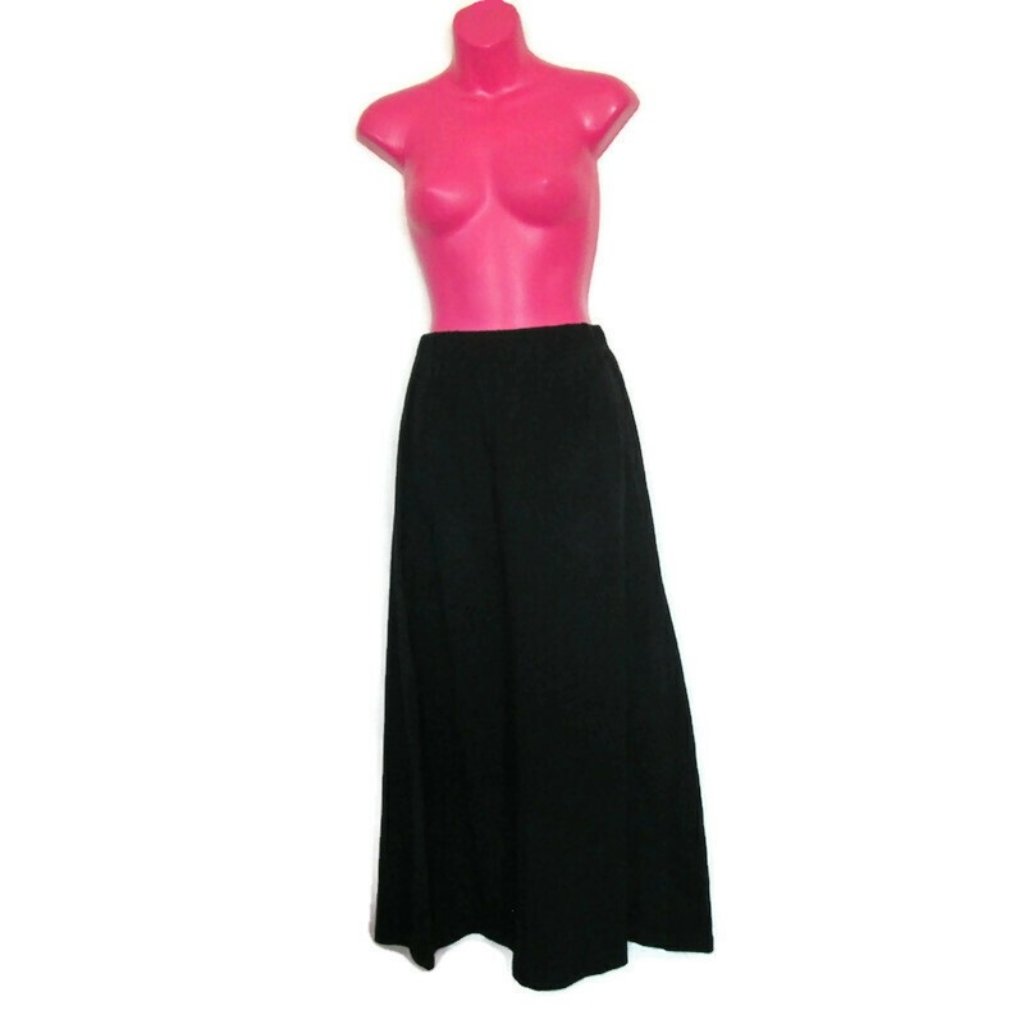 Grunge Clothes 1990s Vintage Black Goth Maxi Skirt Size Small
